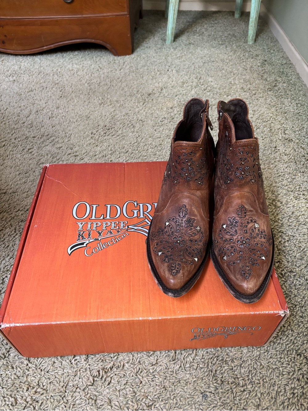 Old Gringo Women’s Brown Embellished Leather Ankle Boots